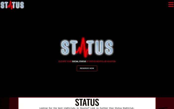The red-lit interior of Status Club in Houston